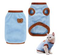 Vêtements de chat en coton, pull d'hiver chaud pour chats, petits chiens, pull mignon pour chat, gilet, vêtements pour animaux de compagnie pour Chihuahua, Yorkshire, Corgi gallois (Bleu, M)