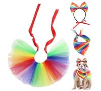 Vêtements de Chien de Chien, Tenue avec Bandeau Arc-en-Ciel, col Foule et Jupe, vêtements pour Animaux Compagnie pour la fête du Mois Gay, Jupe, Tenue