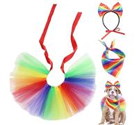 Vêtements de Chien de Chien, Tenue avec Bandeau Arc-en-Ciel, Collier Foulard et Jupe, vêtements pour Animaux Compagnie pour la fête du Mois la fierté Gay