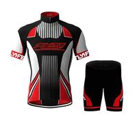 Vêtements de Cyclisme Ensemble À Manches Courtes Combinaison Cyclisme Homme Complet Vélo D'été Avec Short Rembourré 9D Gel Respirant et À Séchage Rapide (TYP-16,L)