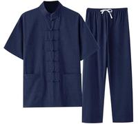 Vêtements De Kung Fu Costume d'arts Martiaux pour Homme Uniforme Traditionnel Chinois pour La Méditation Et Le Qigong Manches Longues Coton Et Lin Chemise Et Pantalon Doux E,3XL