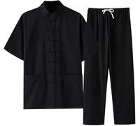 Vêtements De Kung Fu Costume d'arts Martiaux pour Homme Uniforme Traditionnel Chinois pour La Méditation Et Le Qigong Manches Longues Coton Et Lin Chemise Et Pantalon Doux A,M