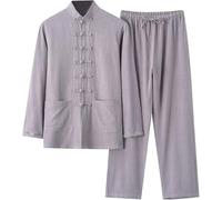 Vêtements De Kung Fu pour Hommes, Costume d'arts Martiaux, Uniforme De Tai Chi en Coton Et Lin, Costume Traditionnel Chinois Wing Chun Manches Longues Vêtements Costume Tang, Hauts Et Pa E,L