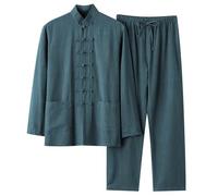 Vêtements De Kung Fu pour Hommes, Costume d'arts Martiaux, Uniforme De Tai Chi en Coton Et Lin, Costume Traditionnel Chinois Wing Chun Manches Longues Vêtements Costume Tang, Hauts Et Pa A,XXL