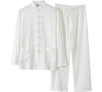 Vêtements De Kung Fu pour Hommes, Costume d'arts Martiaux, Uniforme De Tai Chi en Coton Et Lin, Costume Traditionnel Chinois Wing Chun Manches Longues Vêtements Costume Tang, Hauts Et Pa F,L