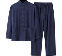 Vêtements De Kung Fu pour Hommes, Costume d'arts Martiaux, Uniforme De Tai Chi en Coton Et Lin, Costume Traditionnel Chinois Wing Chun Manches Longues Vêtements Costume Tang, Hauts Et Pa D,3XL