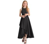 Vêtements de maternité pour filles - Robe de soirée pour spectacle de concert - Robe d'été élégante sans manches pour enfants - Pour enfants en bas âge - Poches pour argent, Noir , 13-14 ans