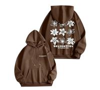 Vêtements de mode pour femme et mode automne décontracté couleur imprimée lettre imprimée sweat à capuche polaire fermeture éclair, marron, S