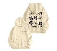 Vêtements de mode pour femme et mode automne décontracté couleur imprimée lettre imprimée sweat à capuche polaire fermeture éclair, beige, S