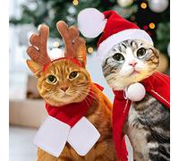 vêtements de Noël pour chien cape Père bonnet de Père écharpe chapeau de cerf collier réglable nœud papillon mignon costume