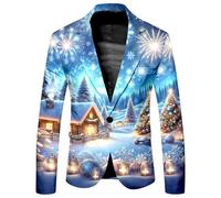 Vêtements De Noël pour Homme Costume Fêtes Fin D'année Blazer Vert Sapin Classique Coupe Moderne Tissu Stretch Confort Esprit Tenue Soirée Festive Hommes Veste Imprimée Vestes