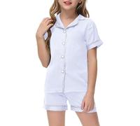 Vêtements de Nuit Enfant Ado Court Pyjama Garçon Manches Longues Pajama Ensemble Plage T Shirt Pyjamas Casual T-Shirt Crop Top et Short Vêtement Petite Fille
