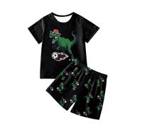 Vêtements de Nuit Enfant Ado Ensemble T-Shirt et Short Manches Courtes Shorts Plage T Shirt Pyjama Court en Coton pour Fille 2 Pièces Enfants Tout-Petit Bébé