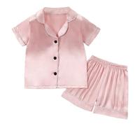 Vêtements de Nuit Enfant Ado T Shirt Tops et Pjs Shorts Manches Courtes Coton Imprimé Ensemble T-Shirt Short Pyjama en Biologique Doux Bébé pour Enfants 2-10 Ans
