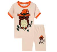 Vêtements de Nuit Enfant Ado té Loungwear Tee Shirt Manche et Short en Coton Mignonne Dinosaure Bébé Manches Courtes imprimé Mignon Enfants pour Tout-Petit