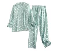 VêTements De Nuit Femme Grande Taille Pyjama Manches Longues, Tenue D'IntéRieur 12 PièCes en Tissu Soyeux Doux À Toucher Respirant Parfait pour Dormir DéContractéE