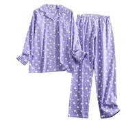 VêTements De Nuit Femme Grande Taille Pyjama Manches Longues, Tenue D'IntéRieur 15 PièCes en Tissu Soyeux Doux À Toucher Respirant Parfait pour Dormir DéContractéE