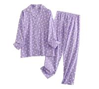 VêTements De Nuit Femme Grande Taille Pyjama Manches Longues, Tenue D'IntéRieur 7 PièCes en Tissu Soyeux Doux À Toucher Respirant Parfait pour Dormir DéContractéE