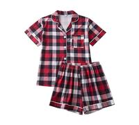 VêTements De Nuit Femme Noel Flanelle,Pyjama Deux PièCes en Flanelle à Carreaux pour Femme Confort ExtrêMe Chemise BoutonnéE Manches Longues avec Poche Tenue Nuit Douce Maison DéTente