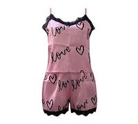 Vêtements De Nuit Pyjama Femme Ete Taille 3Xl Col Rond Manches Peignoir Satin Femme Dentelle Robe Eponge Vetement Ensemble 2 Pièces Elégant Antidérapante Réglable Vente Flash Du Jour Et Soldes