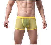 Vêtements de nuit Sexy Femme Moyen Hommes Sexy Sous-vêtements Taille Hommes Sous-vêtements Sport Respirant Loisirs Mesh Lingerie Croix, jaune, S