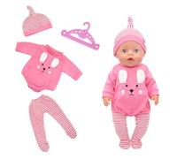 Vêtements de Poupée 30-45 cm, Vêtements de Poupée pour New Born Baby Poupée avec 1 Ensemble Top Collants, 1 Chapeau, 1 Cintre pour poupée Reborn 12-18 Pouces