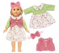 Vêtements de Poupée 30-45 cm, Vêtements de Poupée pour New Born Baby Poupée avec 1 Robe, 1 Gilet et 1 écharpe pour poupée Reborn 12-18 Pouces