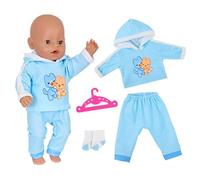 Vêtements de poupée 30-45 cm Vêtements pour poupées nouveau-nés Contient 1 sweat à capuche bleu, 1 pantalon, 1 chaussettes, 1 cintre pour poupées de 12 à 18 pouces Accessoires Cadeau pour enfants