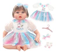 Vêtements de poupée de 50,8 à 55,9 cm, 4 pièces, motif chat, accessoires de poupée pour bébé, jupe en tulle, nœud, coiffe, chaussettes, manteau, 50 à 55 cm, tenue de poupée pour anniversaire d'enfants