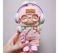 Vêtements de poupée de 6,69 pouces pour Labubu, ensemble de 7 pièces de 17 cm comprenant un bonnet tricoté, une chemise rayée arc-en-ciel, une salopette rose, des lunettes, un casque, un sac bandouliè