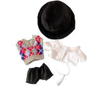 Vêtements de poupée en coton pelucheux de 20 cm pour une hauteur de 20,1 cm, accessoires pour costume 1 gilet + 1 chemise + 1 pantalon + 1 cravate + 1 chapeau de pêcheur sans poupée uniquement