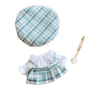 Vêtements de poupée en coton pelucheux de 20 cm pour une hauteur de 20,1 cm, accessoires pour costume 1 chapeau + 1 collier + 1 chemise + 1 robe bleue sans vêtements de poupée uniquement