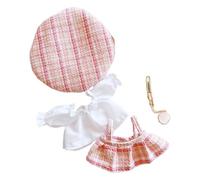 Vêtements de poupée en coton pelucheux de 20 cm pour une hauteur de 20,1 cm, accessoires pour costume 1 chapeau + 1 chemise + 1 collier + 1 robe rose sans vêtements de poupée uniquement
