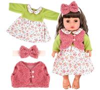 Vêtements de Poupée pour New Born Baby Poupée, Set Vêtement de Poupée, Tenue Vêtement pour Poupée Vetement Poupee, Tenue de Poupée Accessoires pour Poupées avec Manteau Bandeau pour Poupée 35-45 cm