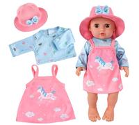 Vêtements de Poupée pour New Born Baby Poupée, Vêtement de Poupée, Tenue Vêtement pour Poupée Vetement Poupee, Tenue de Poupée Accessoires pour Poupées avec Chapeau Habit Jupe pour Poupée 35-45 cm