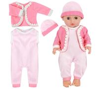 Vêtements de Poupée pour New Born Baby Poupée, Vêtement de Poupée, Tenue Vêtement pour Poupée Vetement Poupee, Tenue de Poupée Accessoires avec Chapeau Barboteuse Manteau pour Poupée 35-45 cm