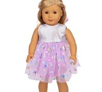 Vêtements de Poupée pour New Born Baby Poupée, Vetement Poupee, Annabell Robe Tutu Lilas, Robe Tutu Lilas avec Tulle Délicat et Étoiles Dorées pour Poupées de 43 cm, 24,5 x 21,5 cm