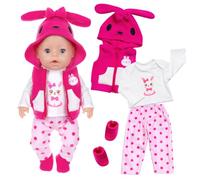 Vêtements de poupée pour poupées de 35 à 43 cm - Rose - Vêtements pour bébé avec chemisier, gilet, pantalon, chaussettes, accessoires de poupée pour nouveau-né de 14 à 17 pouces - Pour anniversaire