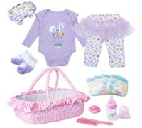 Vêtements de poupée Reborn avec accessoires de couffin pour poupées de 50 à