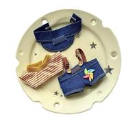 Vêtements de poupée rembourrés en coton pelucheux de 10 cm, convient pour une hauteur de 9,9 cm, accessoires pour costume 1 haut + 1 salopette + 1 chapeau sans vêtements de poupée uniquement (lot de 3