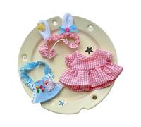 Vêtements de poupée rembourrés en coton pelucheux de 10 cm, convient pour une hauteur de 9,9 cm, accessoires pour costume 1 haut + 1 salopette + 1 chapeau sans vêtements de poupée uniquement (ensemble