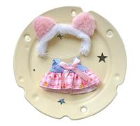 Vêtements de poupée rembourrés en coton pelucheux de 10 cm pour une hauteur de 9,9 cm, accessoires pour costume 1 haut + 1 salopette + 1 chapeau sans vêtements de poupée uniquement (robe contrastée