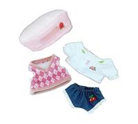Vêtements de poupée rembourrés en coton pelucheux de 20 cm pour une hauteur de 20,1 cm, accessoires pour costume : 1 gilet rose + 1 haut + 1 chapeau + 1 pantalon sans vêtements de poupée uniquement