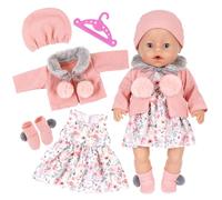 Vêtements de poupée roses de 43 cm, 36 cm, 38 cm, vêtements pour poupées de bébé de 14 à 18 pouces, ensemble de vêtements de poupée avec manteau, chaussettes, bonnet, cintre, compatible avec les