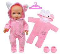 Vêtements de Poupée, Salopette pour Poupées de 14-18 Pouces, Tenues Bleues avec Chaussettes de Suspension, Accessoires de Poupée pour New Born Baby Poupée, Cadeaux pour Filles Garçon (Rose)