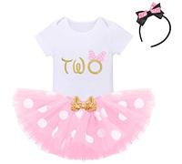 Vêtements de premier anniversaire pour bébé fille motif gâteau Smash Wild One Minnie Cartoon pour bébé fille à pois une barboteuse en tulle à paillettes + bandeau souris princesse déguisement de