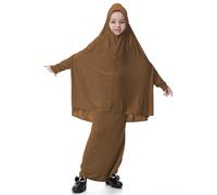 Vêtements de prière pour femme, robe hijab, Namaz Elbisesi Kadin, Ramadan Khimar Abaya, vêtements de prière pour filles musulmanes Abaya avec foulard Namaz Elbisesi Kadin Vêtements musulmans, café, M