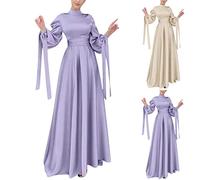 Vêtements de prière pour femme - Robe maxi à manches longues - Robe musulmane - Caftan Abaya - Robe Dubaya - Moyen-Orient - Ethnique Saoudite - Robe arabe islamique, 01# violet, M