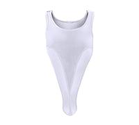 Vêtements de sculpture du corps pour homme, combinaison transparente, sous-vêtements en maille élastique et lisse, sous-vêtements éléphants pour hommes, Blanc., L