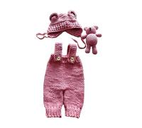 Vêtements de séance photo pour bébé de 0 à 3 mois, combinaison tricotée, ensemble de photos mensuelles, accessoires de pose photo pour nouveau-né, tenue de photographie sur le thème de l'ours mignon